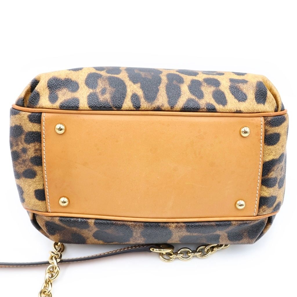 Dolce & Gabbana Leopard Print Hand Chain Shoulder Bag Brown — view 4