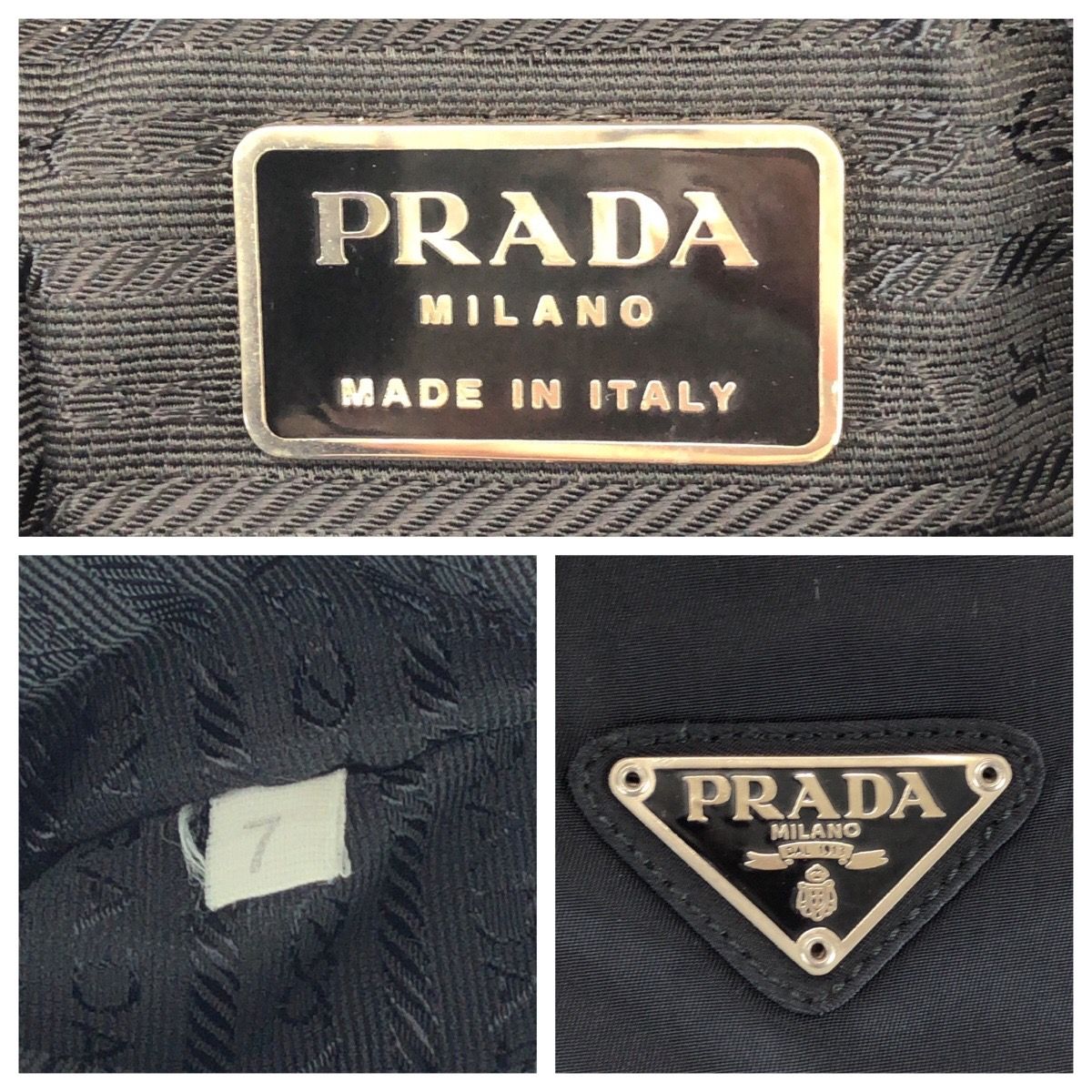 Prada Tessuto Black Silver Nylon Shoulder Bag — view 4