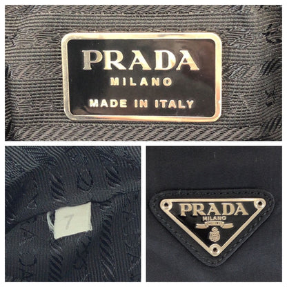 Prada Tessuto Black Silver Nylon Shoulder Bag — view 4