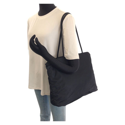 Prada Tessuto Black Silver Nylon Shoulder Bag — view 7