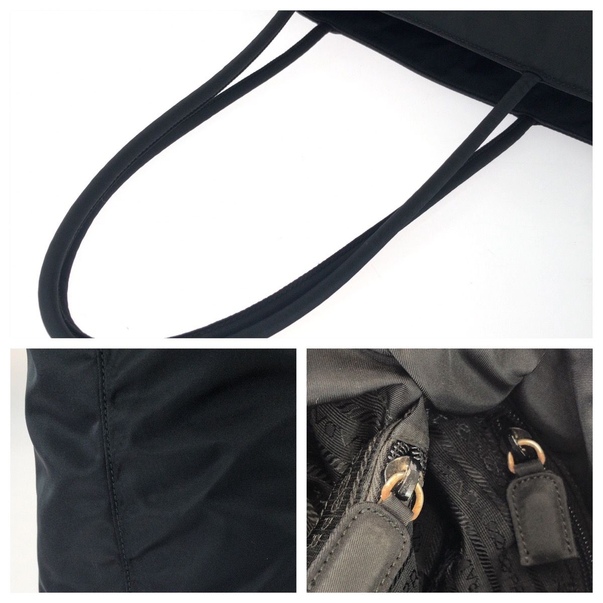 Prada Tessuto Black Silver Nylon Shoulder Bag — view 6