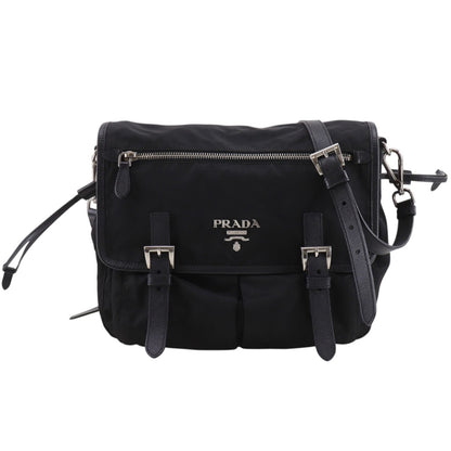 Prada Logo Nylon Black Shoulder Bag