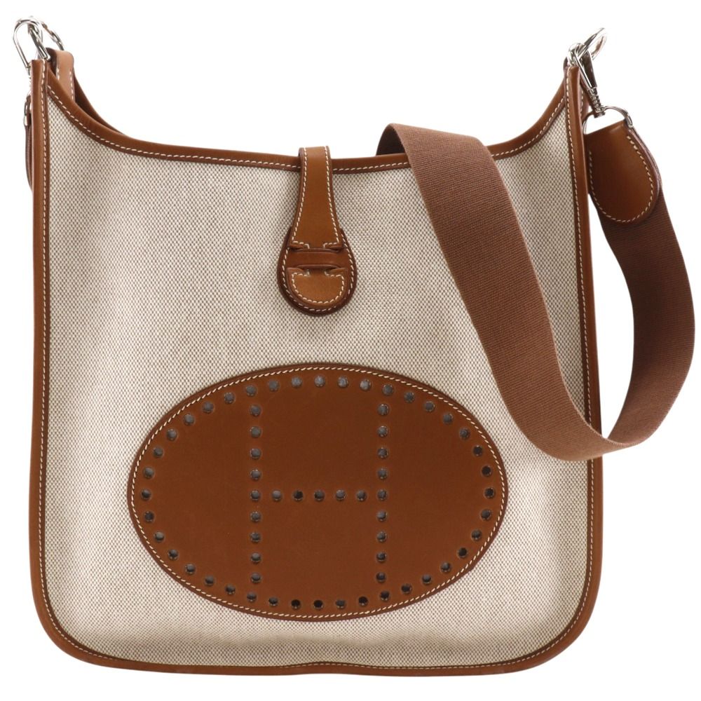 Hermes Evelyne 1 PM Toile H Brown Shoulder Bag