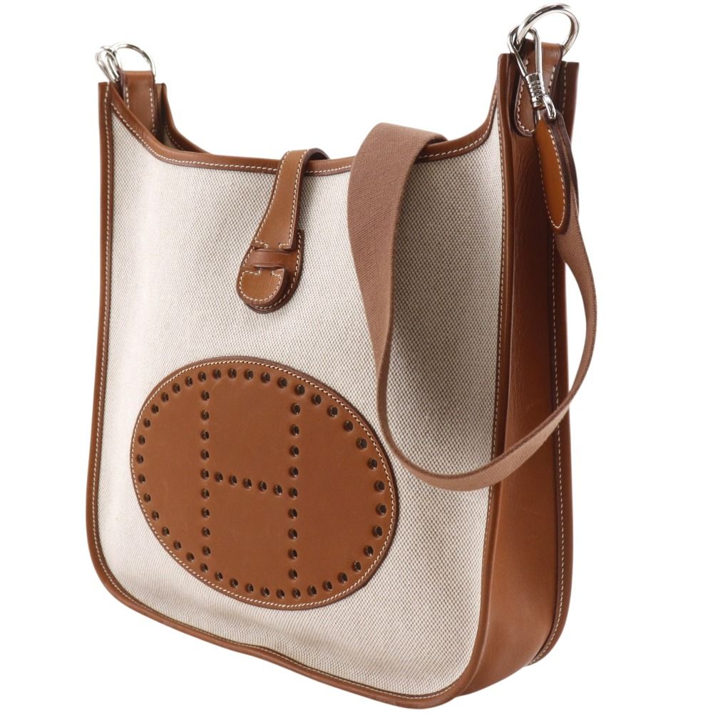 Hermes Evelyne 1 PM Toile H Brown Shoulder Bag — view 2