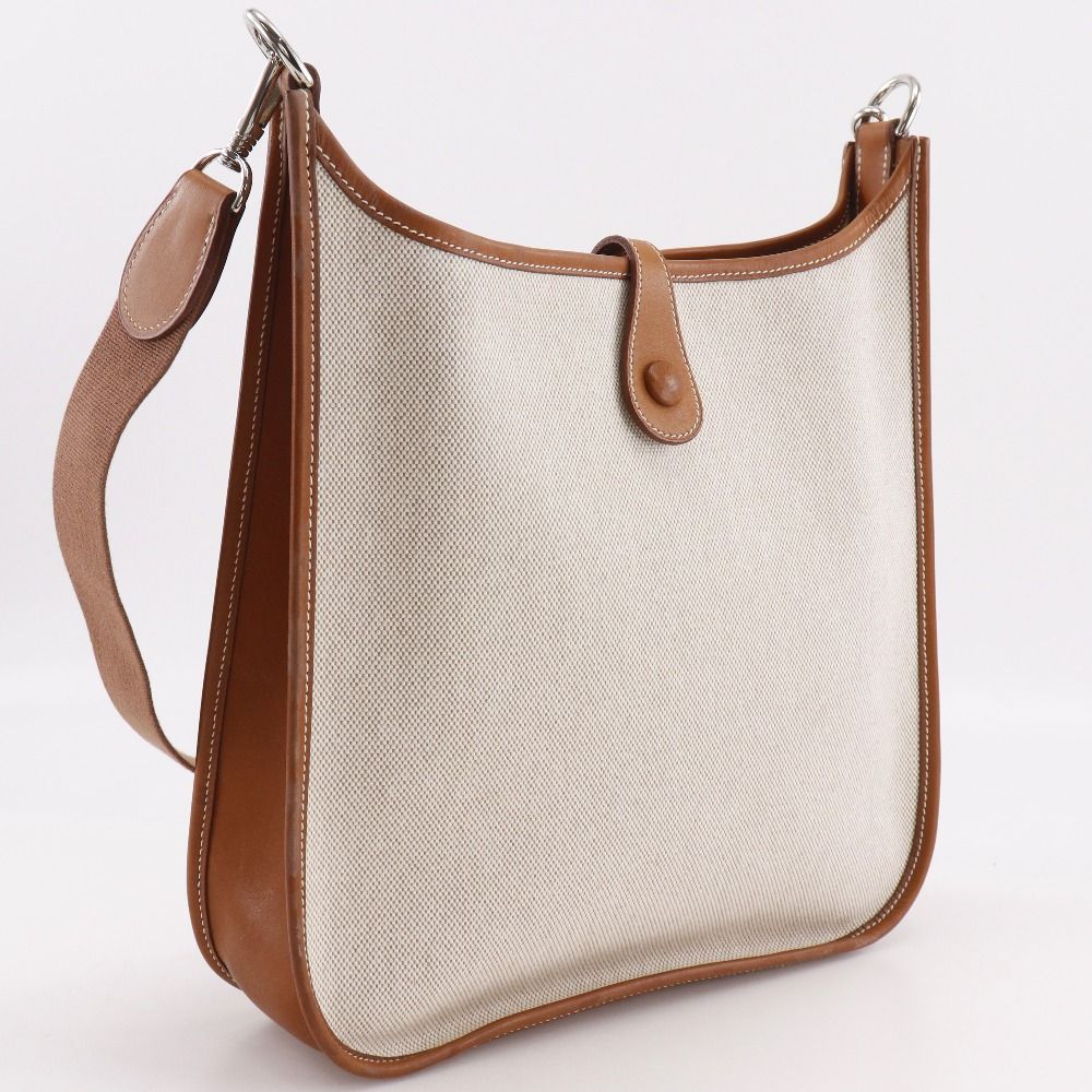 Hermes Evelyne 1 PM Toile H Brown Shoulder Bag — view 3