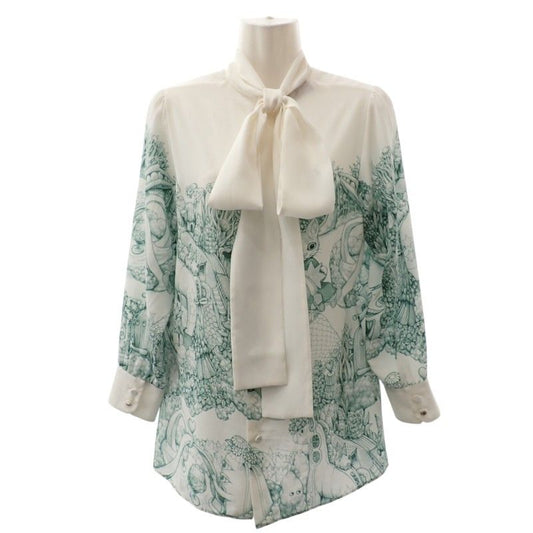 Gucci Yuko Higuchi Collaboration Magical Forest Ribbon Tie Blouse Silk White 38
