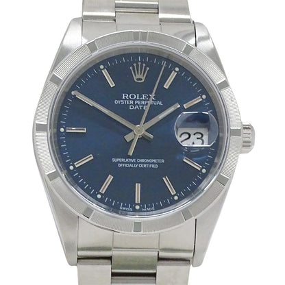 Rolex Oyster Perpetual Date Watch Automatic Stainless Steel Silver Blue — view 2
