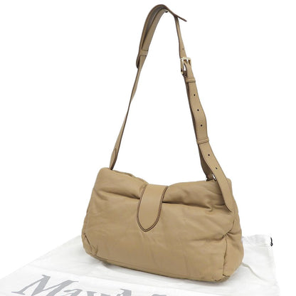 Max Mara Cuscino Lambskin Clutch Shoulder Bag Turnlock Beige — view 2