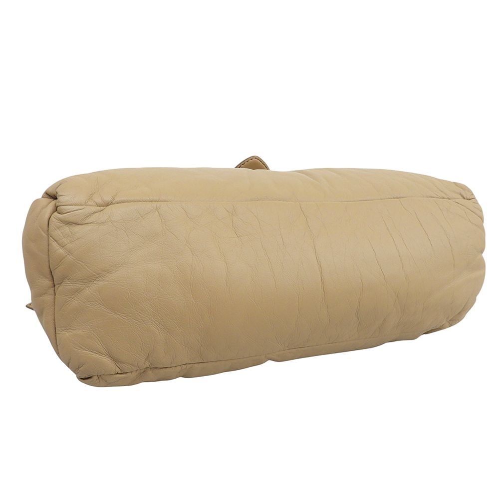 Max Mara Cuscino Lambskin Clutch Shoulder Bag Turnlock Beige — view 3
