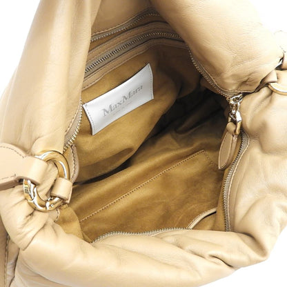 Max Mara Cuscino Lambskin Clutch Shoulder Bag Turnlock Beige — view 7