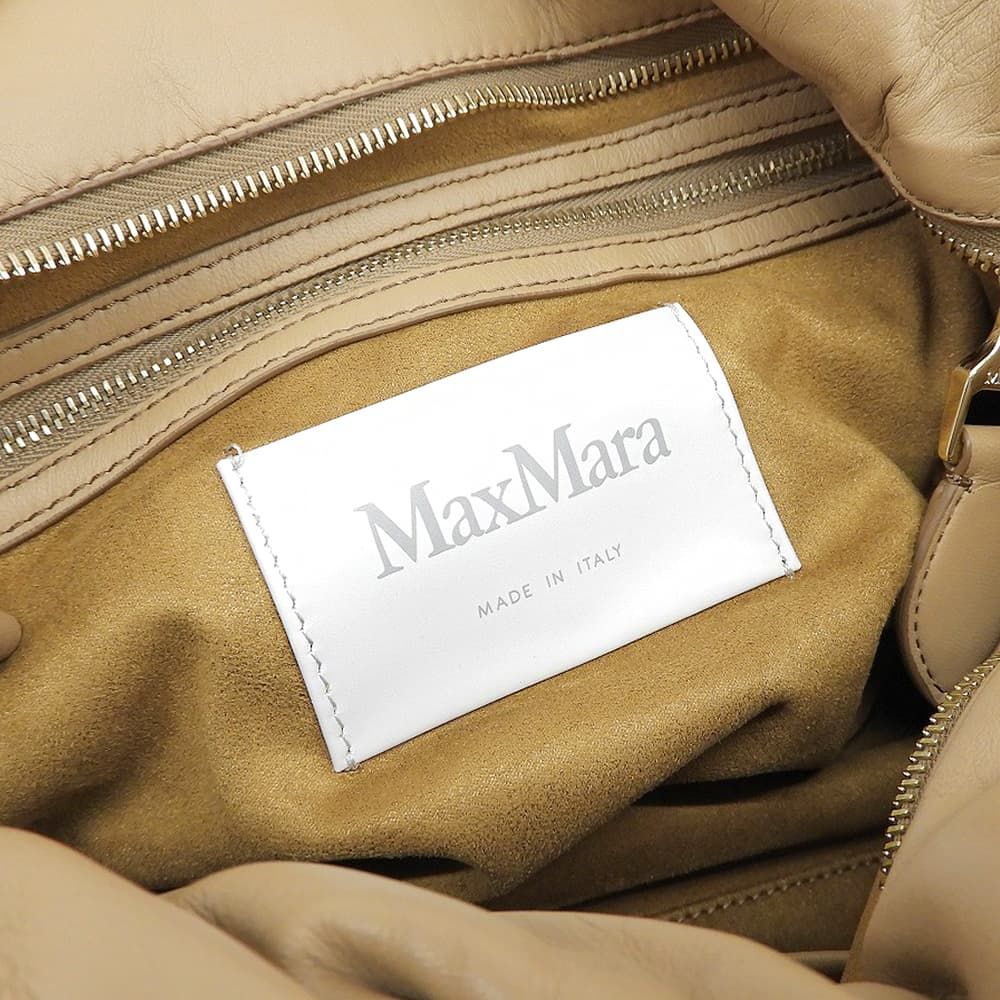 Max Mara Cuscino Lambskin Clutch Shoulder Bag Turnlock Beige — view 8