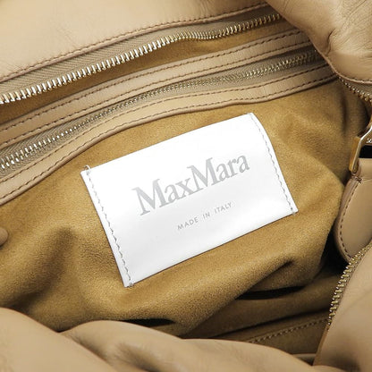 Max Mara Cuscino Lambskin Clutch Shoulder Bag Turnlock Beige — view 8
