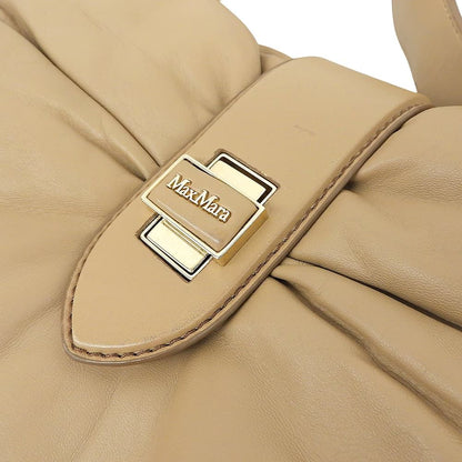 Max Mara Cuscino Lambskin Clutch Shoulder Bag Turnlock Beige — view 6