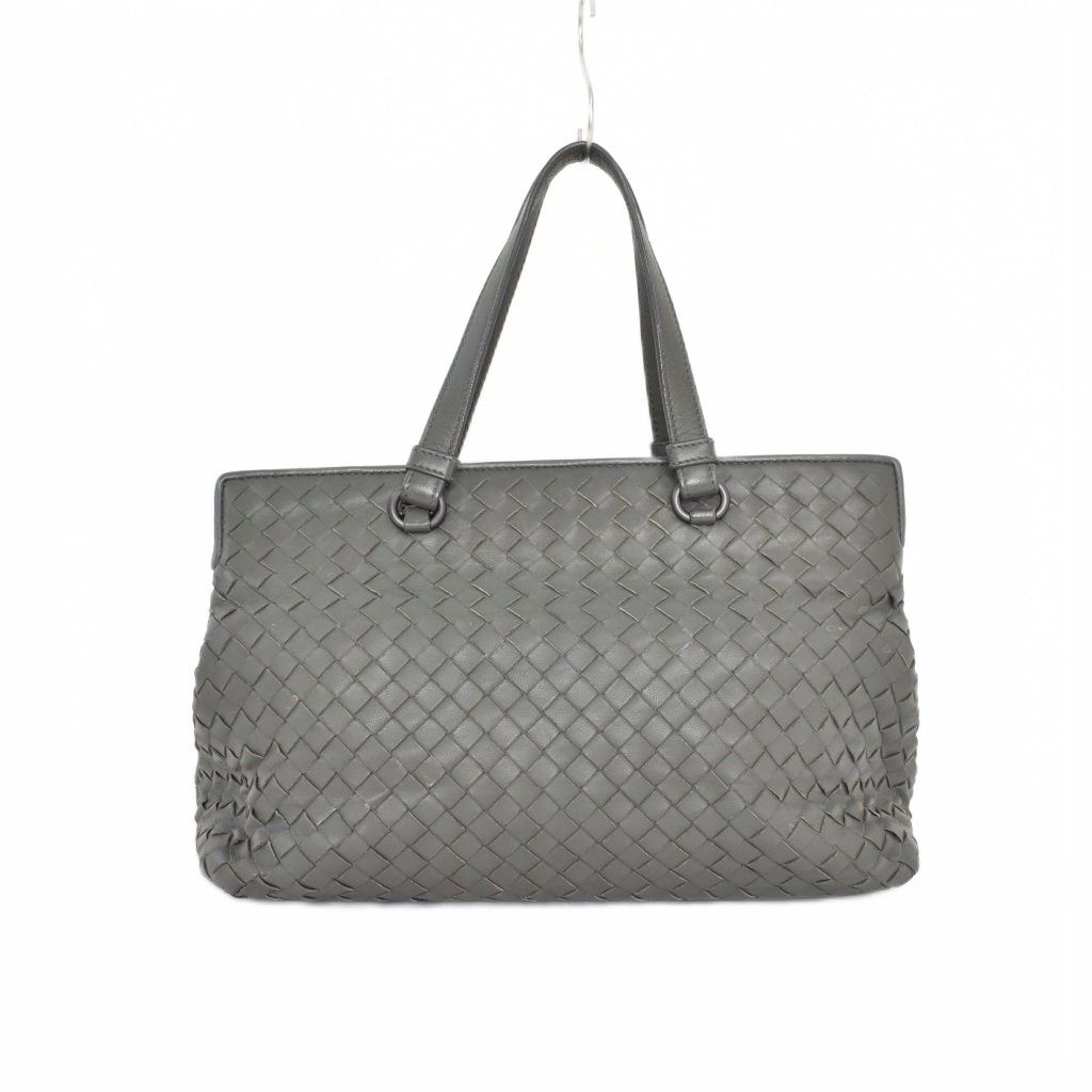 Bottega Veneta Intrecciato Nappa Medium Top Handle Shoulder Bag 2-Way Gray — view 2
