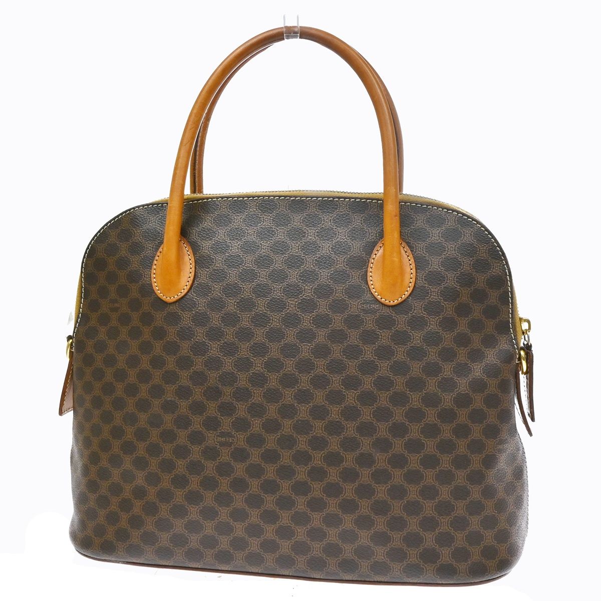 Celine Macadam Handbag Brown Leather