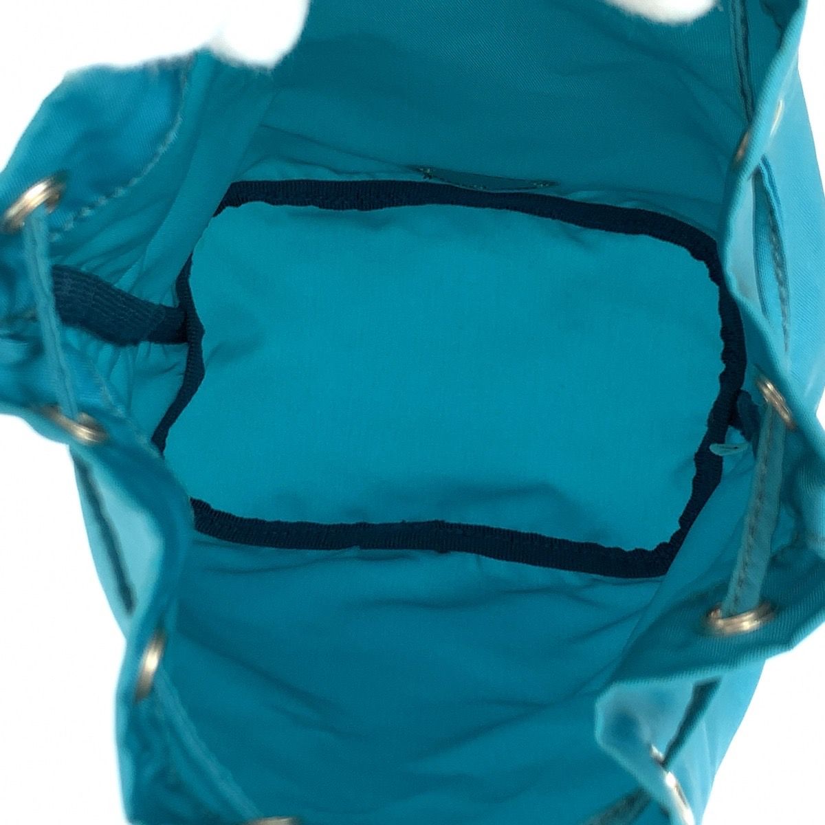 Prada Tessuto Blue Silver Nylon Leather Pouch Case Drawstring — view 7