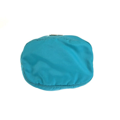 Prada Tessuto Blue Silver Nylon Leather Pouch Case Drawstring — view 8