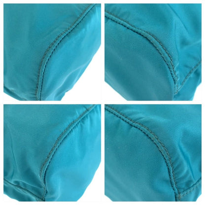 Prada Tessuto Blue Silver Nylon Leather Pouch Case Drawstring — view 3