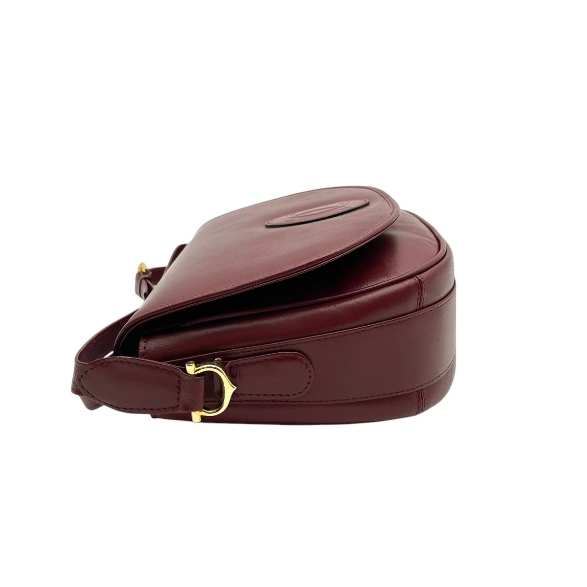 Cartier Must Line Shoulder Bag Flap Crossbody Leather Bordeaux Red Gold Double — view 6