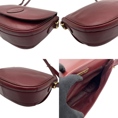 Cartier Must Line Shoulder Bag Flap Crossbody Leather Bordeaux Red Gold Double — view 8