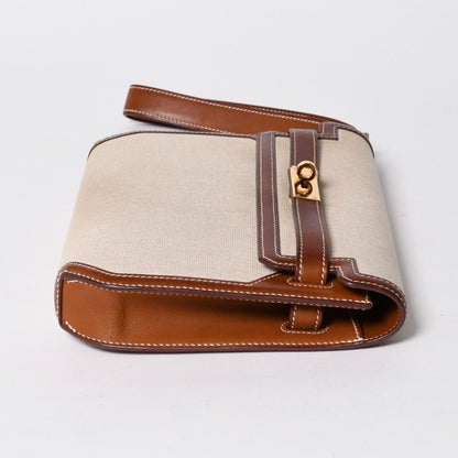 Hermes Kelly Depeches 25 Clutch Beige Brown Toile H Barenia Time — view 5