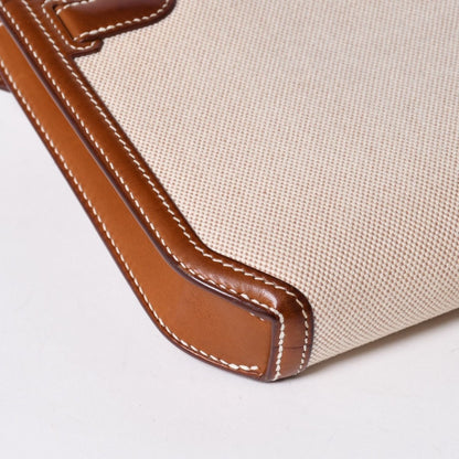 Hermes Kelly Depeches 25 Clutch Beige Brown Toile H Barenia Time — view 8