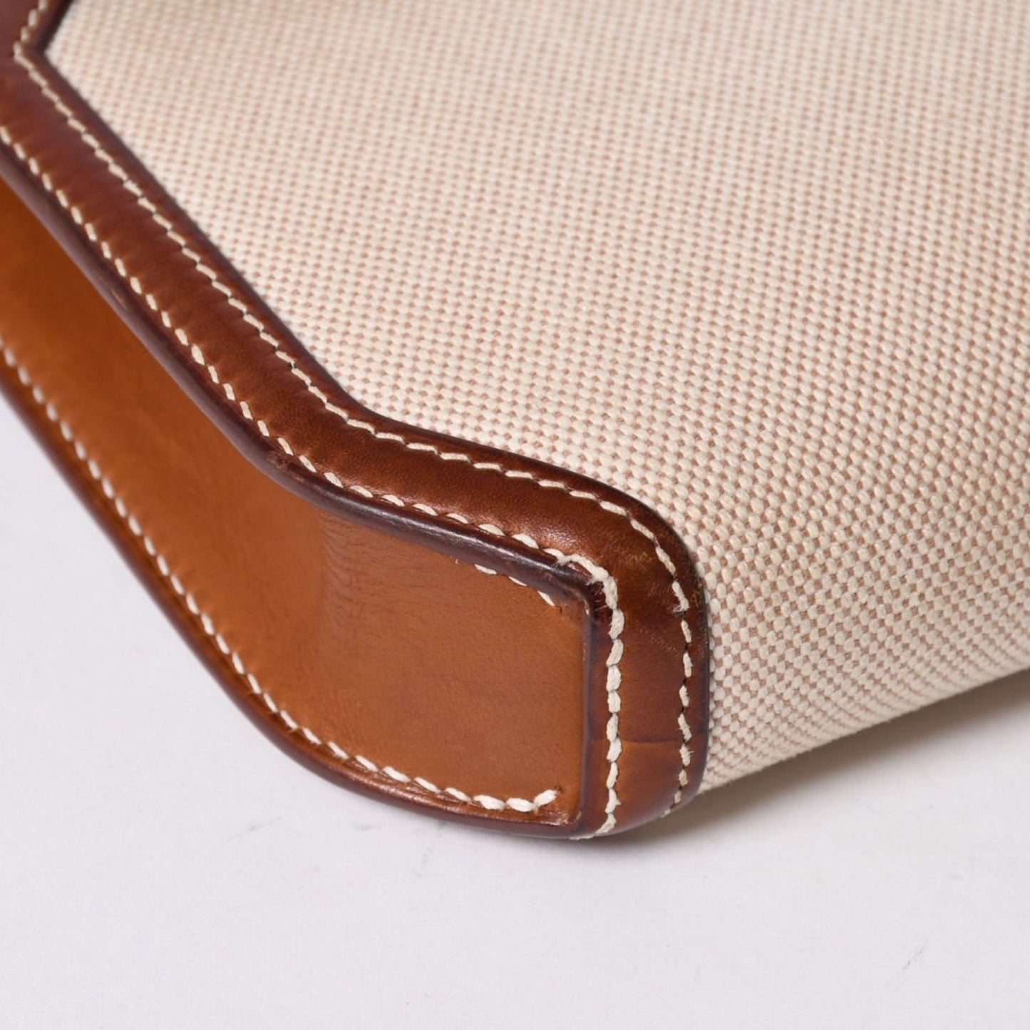 Hermes Kelly Depeches 25 Clutch Beige Brown Toile H Barenia Time — view 7