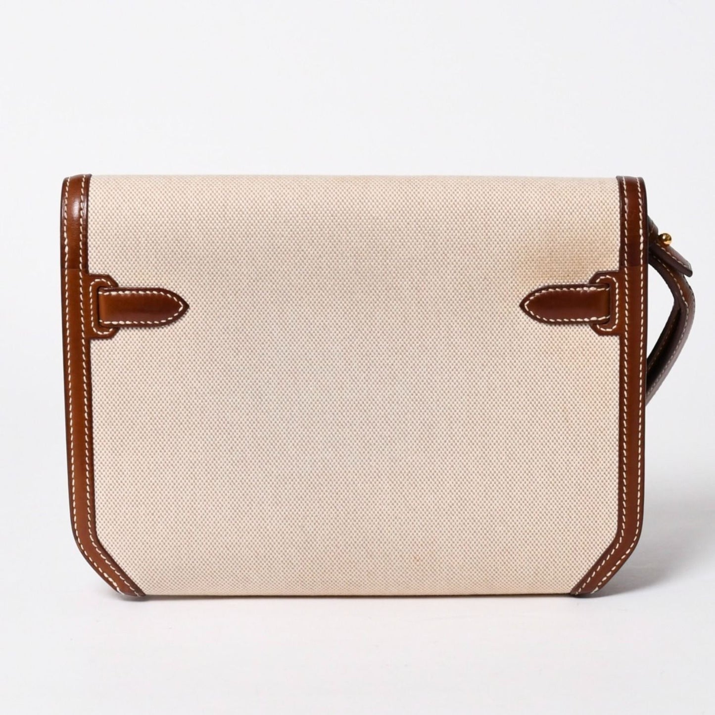 Hermes Kelly Depeches 25 Clutch Beige Brown Toile H Barenia Time — view 3