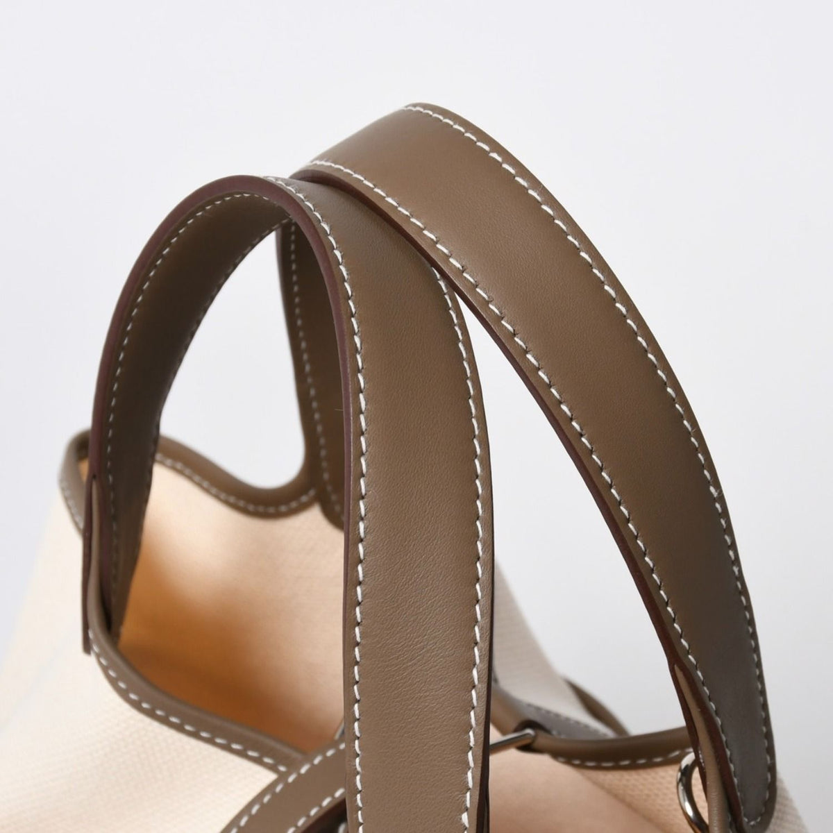 Hermes Picotin Lock PM Cargo Handbag Etoupe Ecru Toilegoeran Silver — view 6