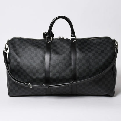 Louis Vuitton Keepall Bandouliere 55 Boston Bag Damier Graphite Black