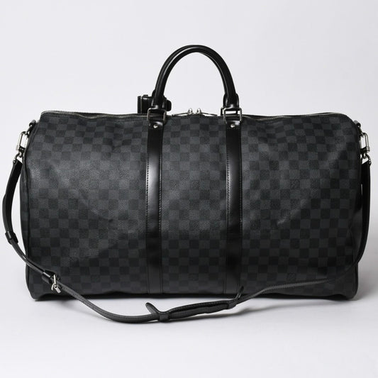 Louis Vuitton Keepall Bandouliere 55 Boston Bag Damier Graphite Black
