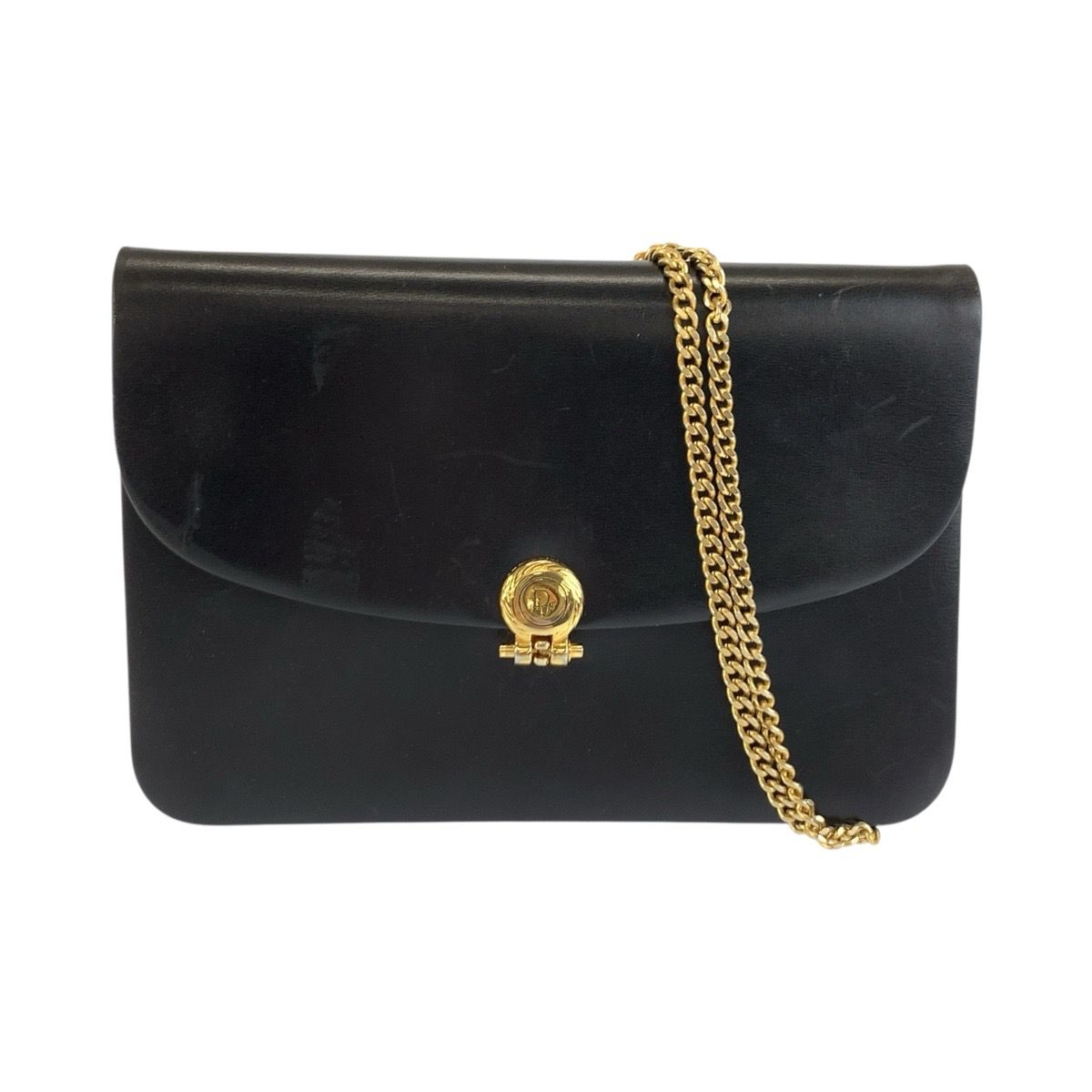 Dior Vintage Black Leather Chain Shoulder Bag