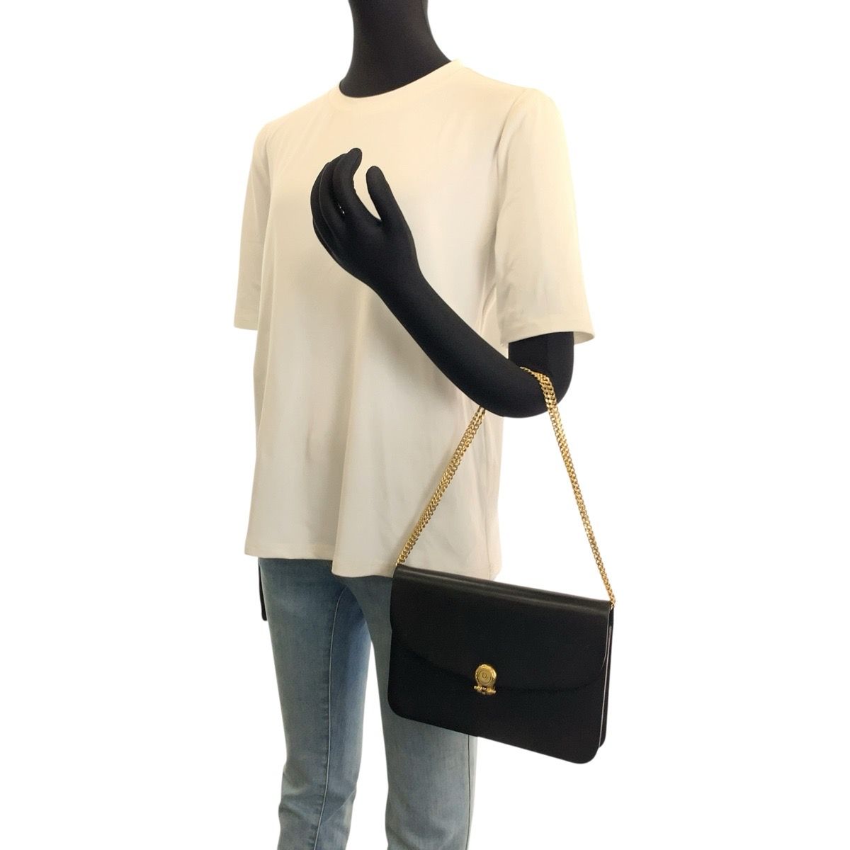Dior Vintage Black Leather Chain Shoulder Bag — view 7