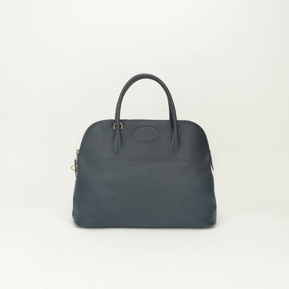 Hermes Bolide 35 Tote Shoulder Bag Courchevel Navy Gold 2-Way