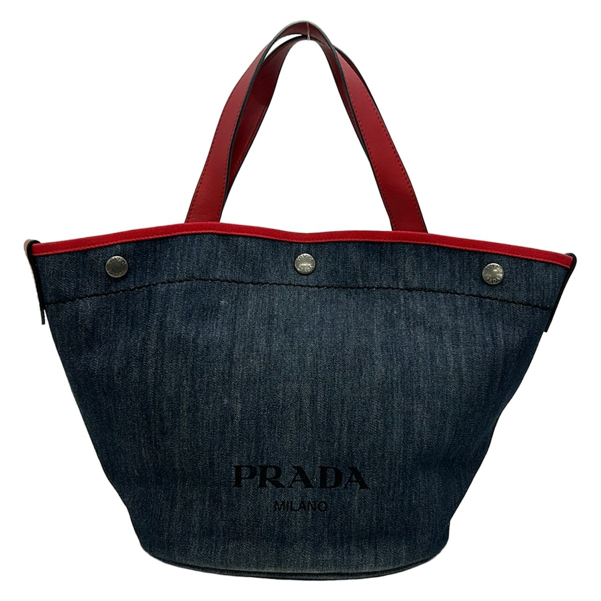 Prada Tote Navy Red Leather