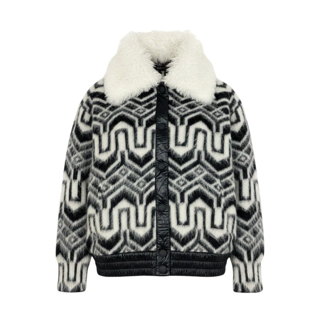 Moncler Grenoble Apres Ski Cardigan Knit Jacket Black White