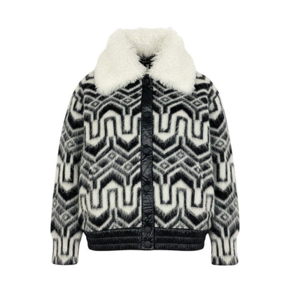Moncler Grenoble Apres Ski Cardigan Knit Jacket Black White