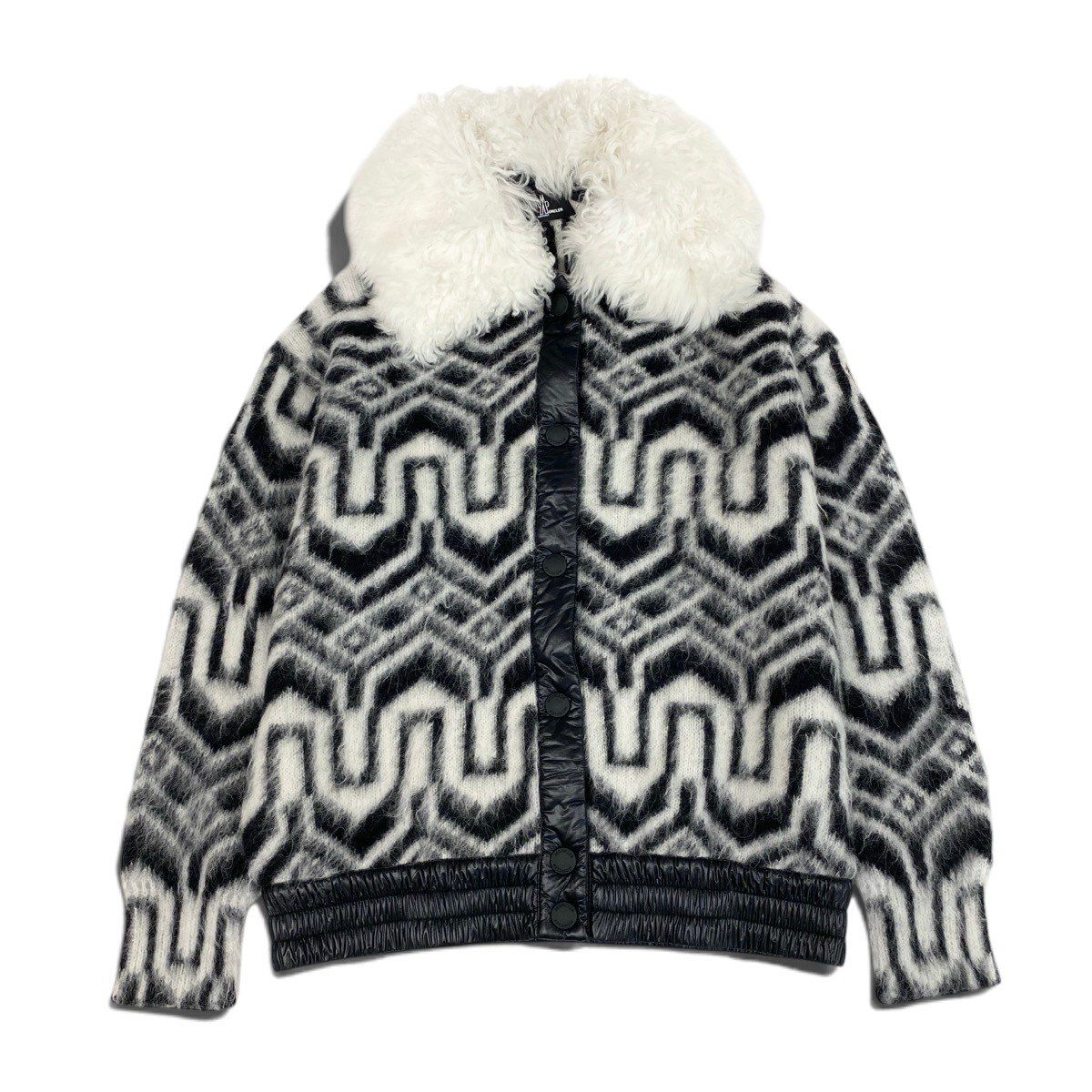 Moncler Grenoble Apres Ski Cardigan Knit Jacket Black White — view 2
