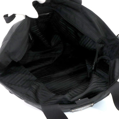 Prada 2-Way Tote Shoulder Bag Nylon Leather Nero Silver — view 6