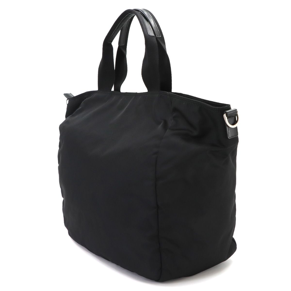 Prada 2-Way Tote Shoulder Bag Nylon Leather Nero Silver — view 3