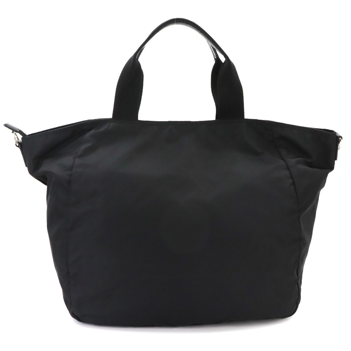Prada 2-Way Tote Shoulder Bag Nylon Leather Nero Silver — view 2
