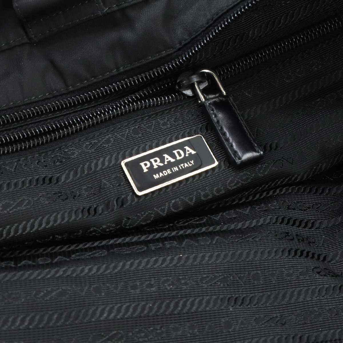 Prada 2-Way Tote Shoulder Bag Nylon Leather Nero Silver — view 7