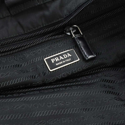 Prada 2-Way Tote Shoulder Bag Nylon Leather Nero Silver — view 7