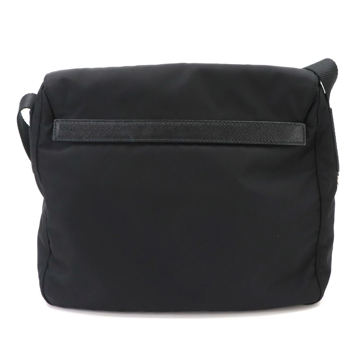 Prada Shoulder Bag Nylon Saffiano Leather Nero Silver Black — view 3