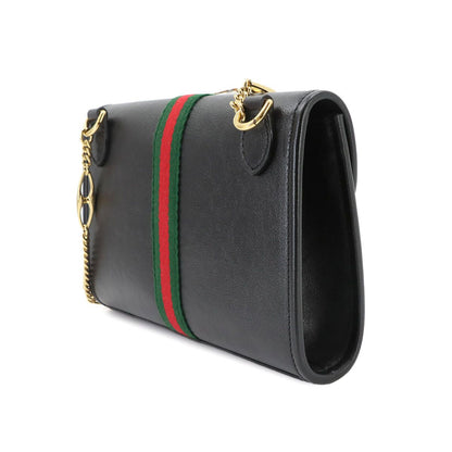 Gucci Rajah Chain Shoulder Bag Leather Black Gold — view 3