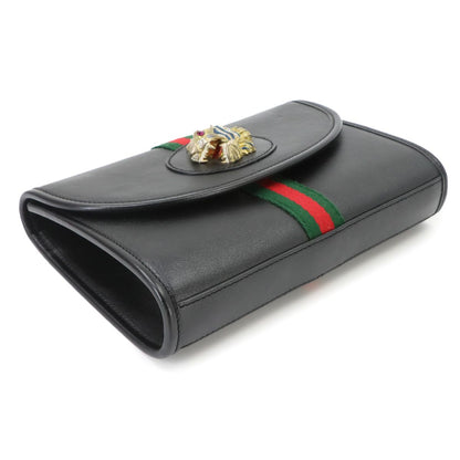 Gucci Rajah Chain Shoulder Bag Leather Black Gold — view 4