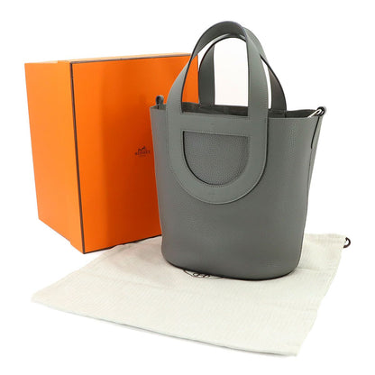 Hermes in the Loop 23 Hand Bag Taurillon Clemence Swift Gris Meyer Silver — view 2