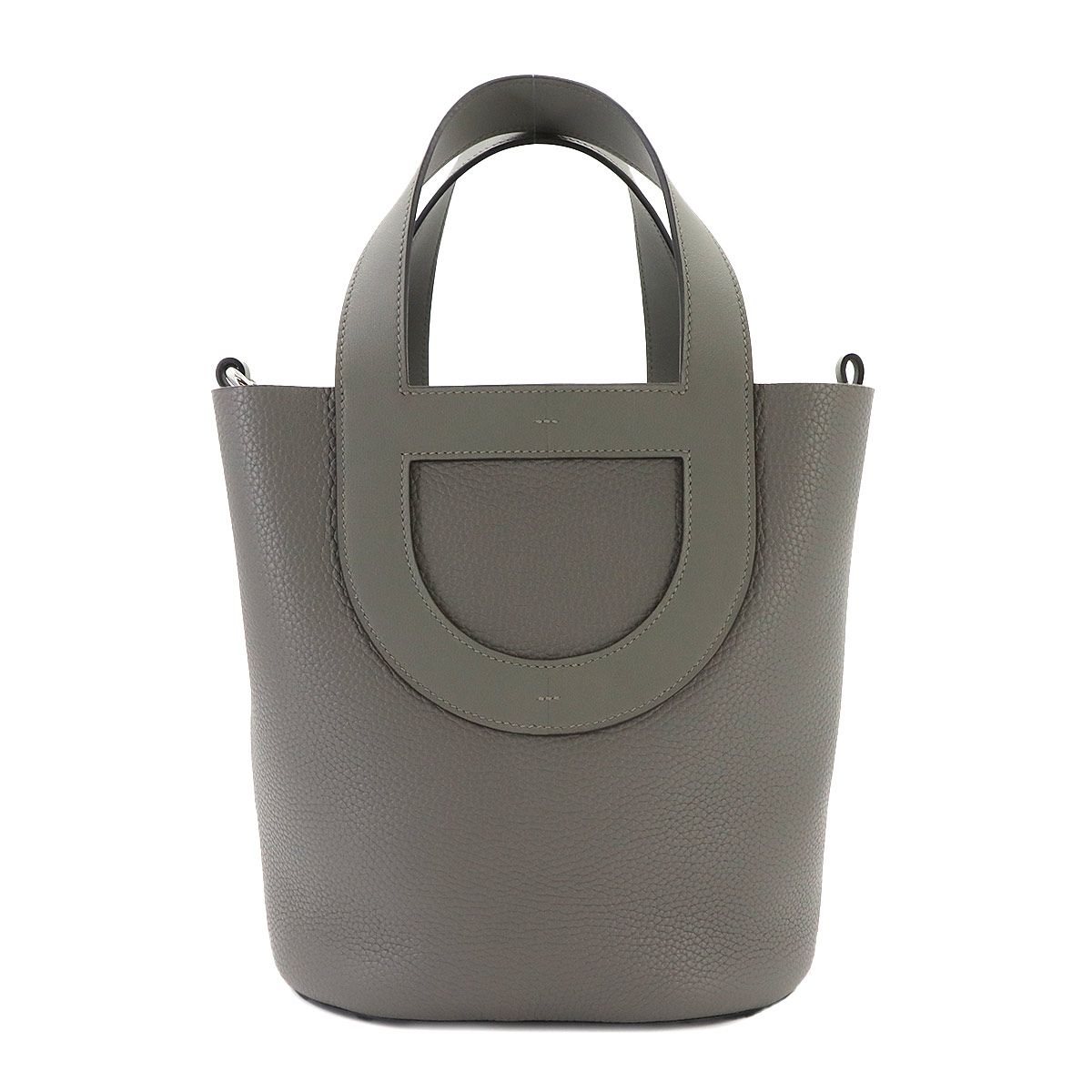 Hermes in the Loop 23 Hand Bag Taurillon Clemence Swift Gris Meyer Silver — view 3
