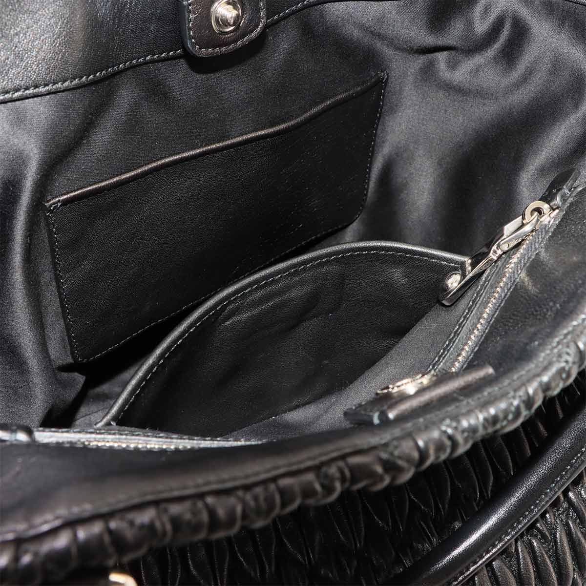 Miu Miu Matelasse 2-Way Hand Chain Shoulder Bag Leather Black Silver — view 8