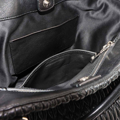 Miu Miu Matelasse 2-Way Hand Chain Shoulder Bag Leather Black Silver — view 8